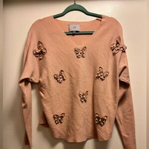 Liv Milano Women's Butterfly Embellished Sweater - Pink